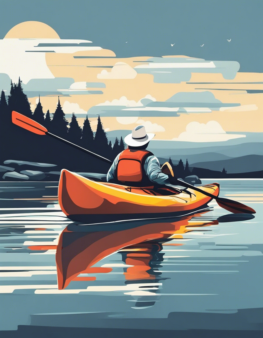 T-Shirt - Clean, modern and edgy American illustration, Kayak  - 3279006658