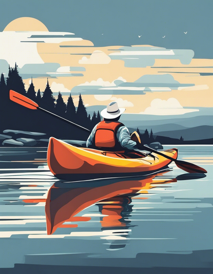 T-Shirt - Clean, modern and edgy American illustration, Kayak  - 3279006658