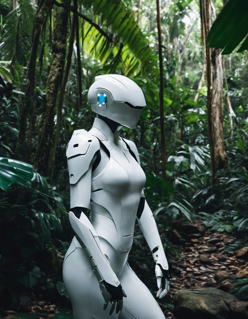 Image - Realistic photography, a white ghost in the shell cyborg in the Seychelles jungle - 2792670358