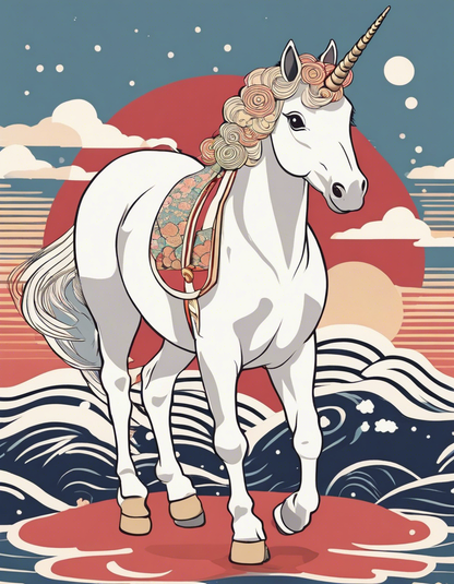 Tote bag - Ukiyo-e, A baby cute unicorn - 579983949