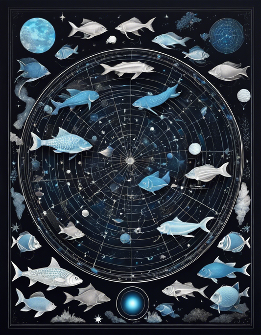 Image - Constellations beautiful drawing, blue color on black background, Astrology, fishes - 3410702061