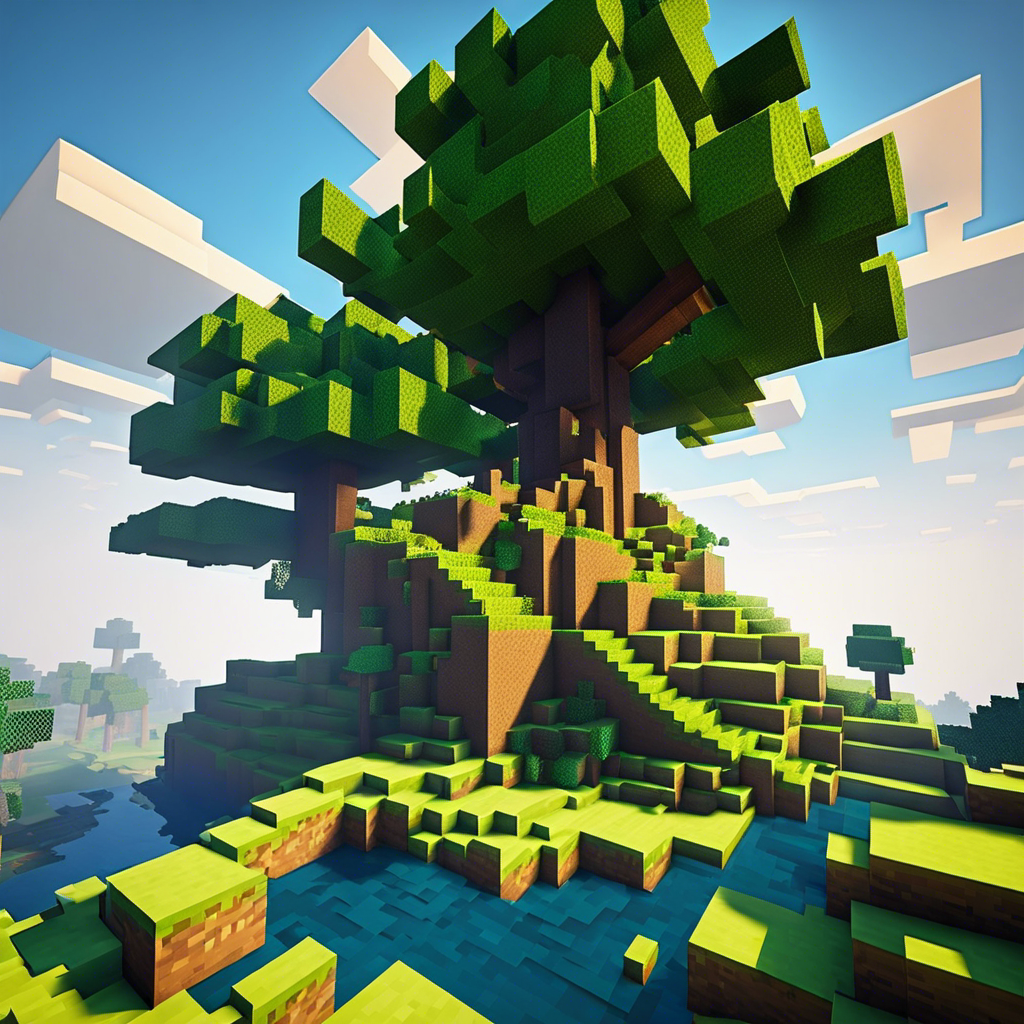 T-Shirt - Minecraft, Paysage base sur un arbre - 96362140