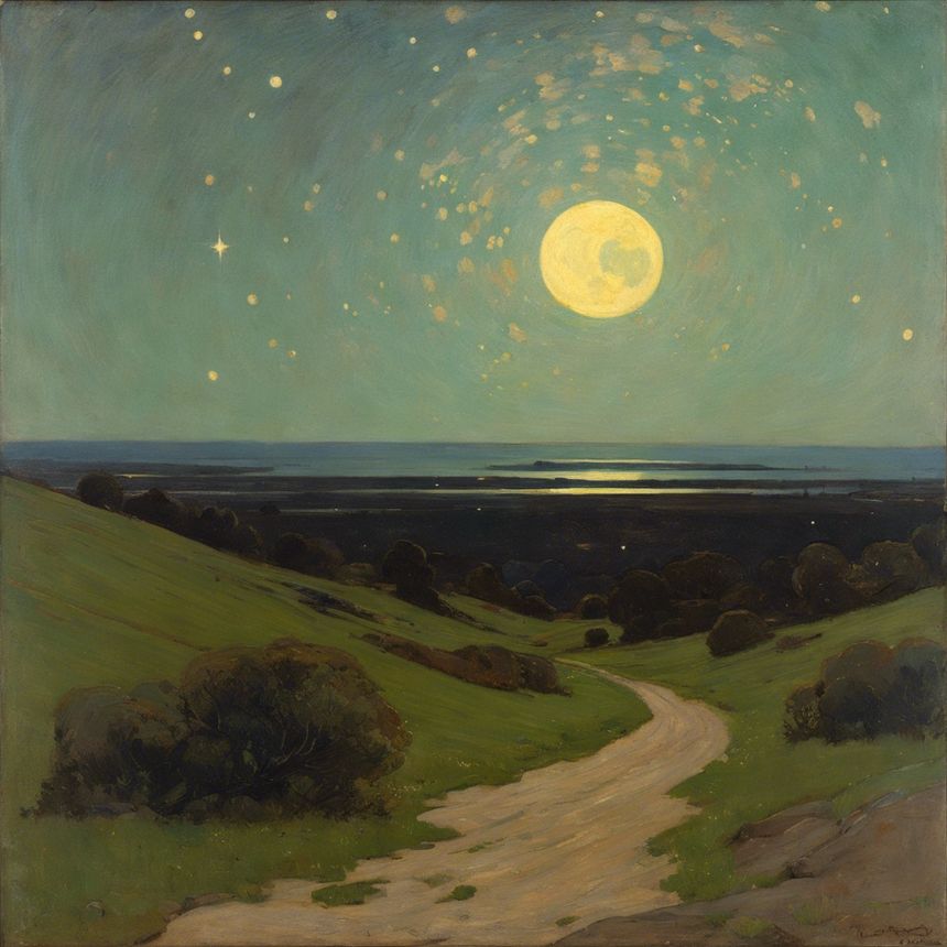 Image - Tonalist, poetic and evocative painting in muted tones, Astronomy - 3911422926