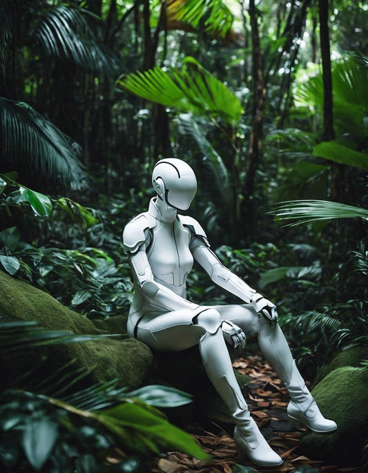 Image - Realistic photography, a white ghost in the shell cyborg in the Seychelles jungle - 491533747